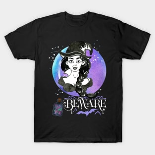 Magic Witch Tarot cards Beware potion witchy hat Witchcraft astrology Halloween T-Shirt